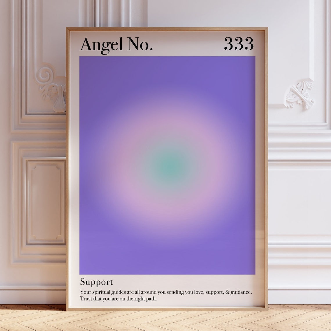 Angel Number 333 Support Rich Violet Aura Glow Gradient Poster