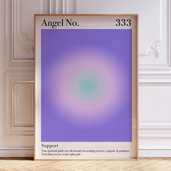 Angel Number 333 Support Rich Violet Aura Glow Gradient Poster