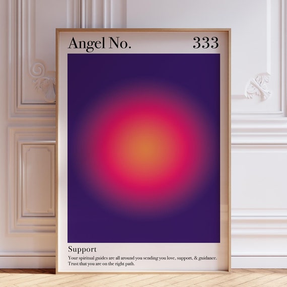 Pink Aura Poster 333 Angel Number Wall Art Print Psychedelic Spiritual Meditation