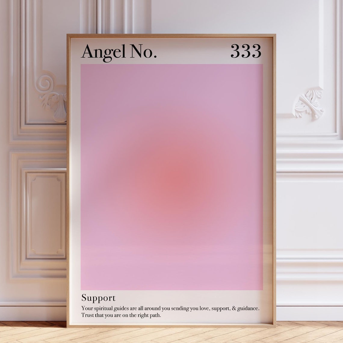 Angel Number 333 Soft Pink Aura Support Spiritual Gradient Poster
