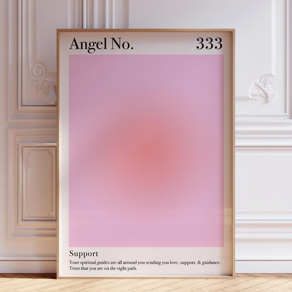 Angel Number 333 Soft Pink Aura Support Spiritual Gradient Poster