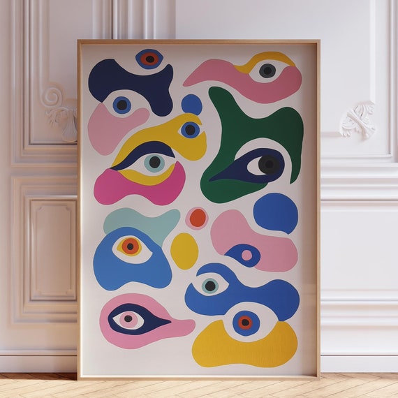 Abstract Evil Eye Wall Art Print Poster Watercolor Greek