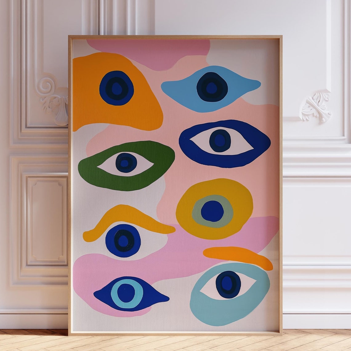 Abstract Evil Eye Wall Art Print Poster Watercolor Greek