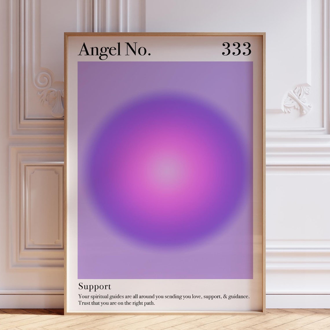 Angel Number 333 Purple Aura Gradient Spiritual Support Poster