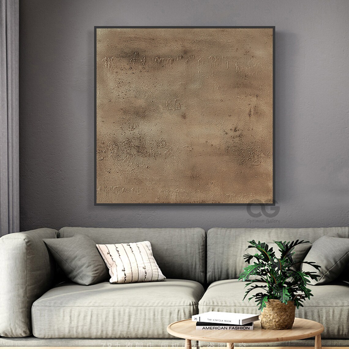 Large Minimalist Brown Abstract Painting Art Print - Image 3