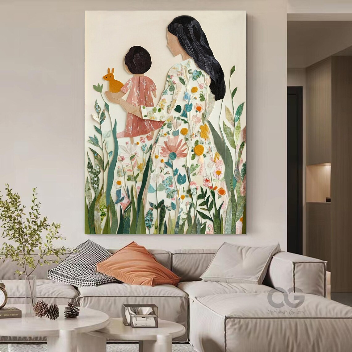 Large Abstract Lady Painting Portrait Woman Wall Art Original Floral Girl Art Faceless Portrait Figurative Painting Wall Decor Gift For Mom - Image 4