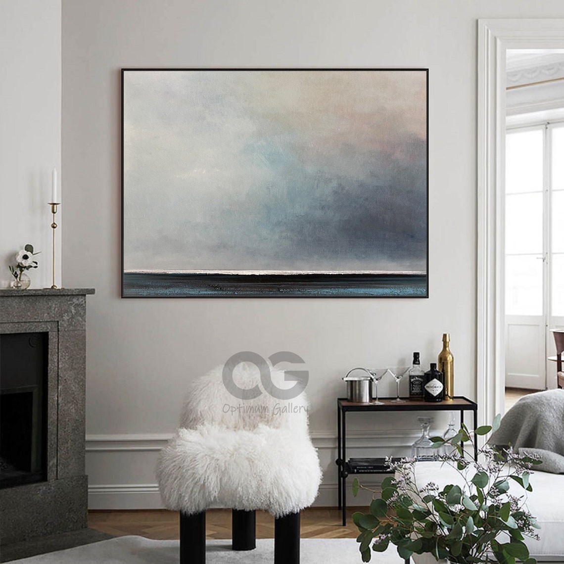 Large Sea Abstract Painting Ocean Painting On Original Sky Landscape Painting Sea Abstract Oil Painting Large Living Room Wall Art - Image 2
