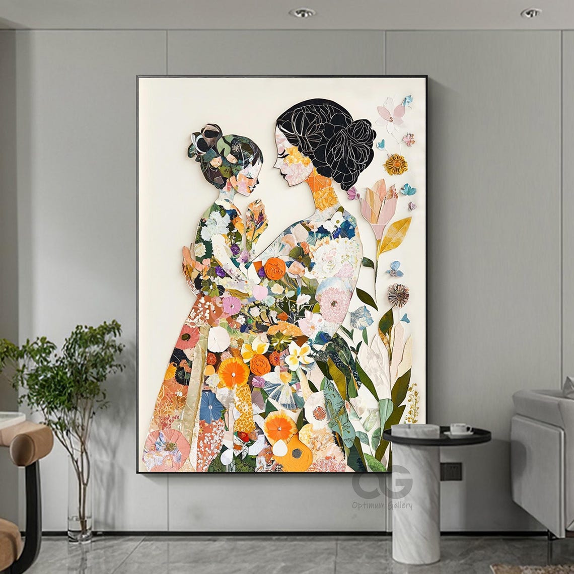 Beautiful Girl Face Painting Gift For Girl Texture Wall Art Painting For Woman Modern Abstract Art Flower Artwork For Mom Bedroom Wall Decor - Image 5