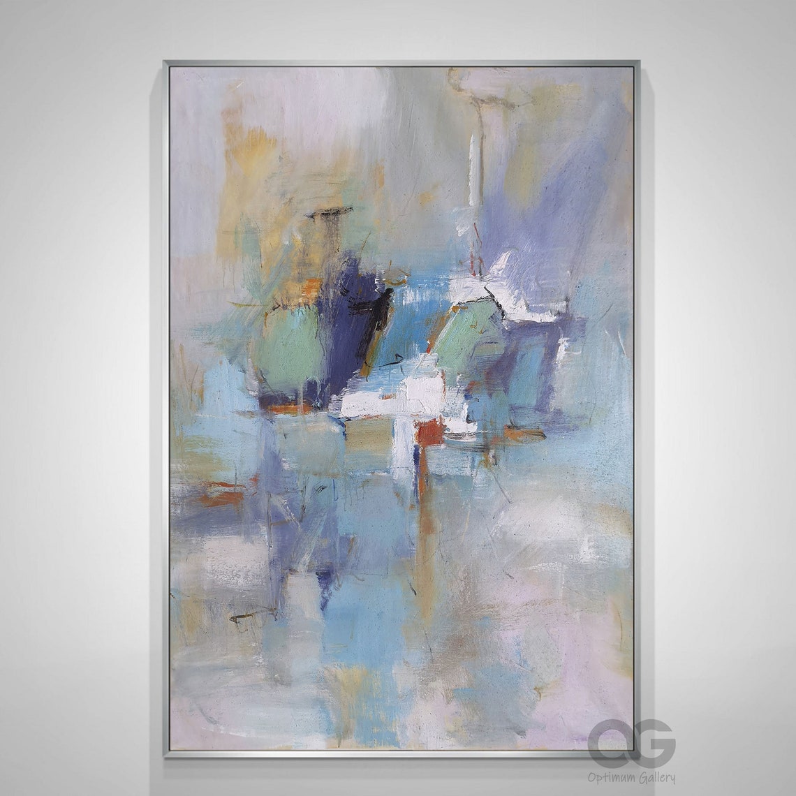 Soft Blue Lavender Abstract Modern Vertical Watercolor Painting Poster - Image 2