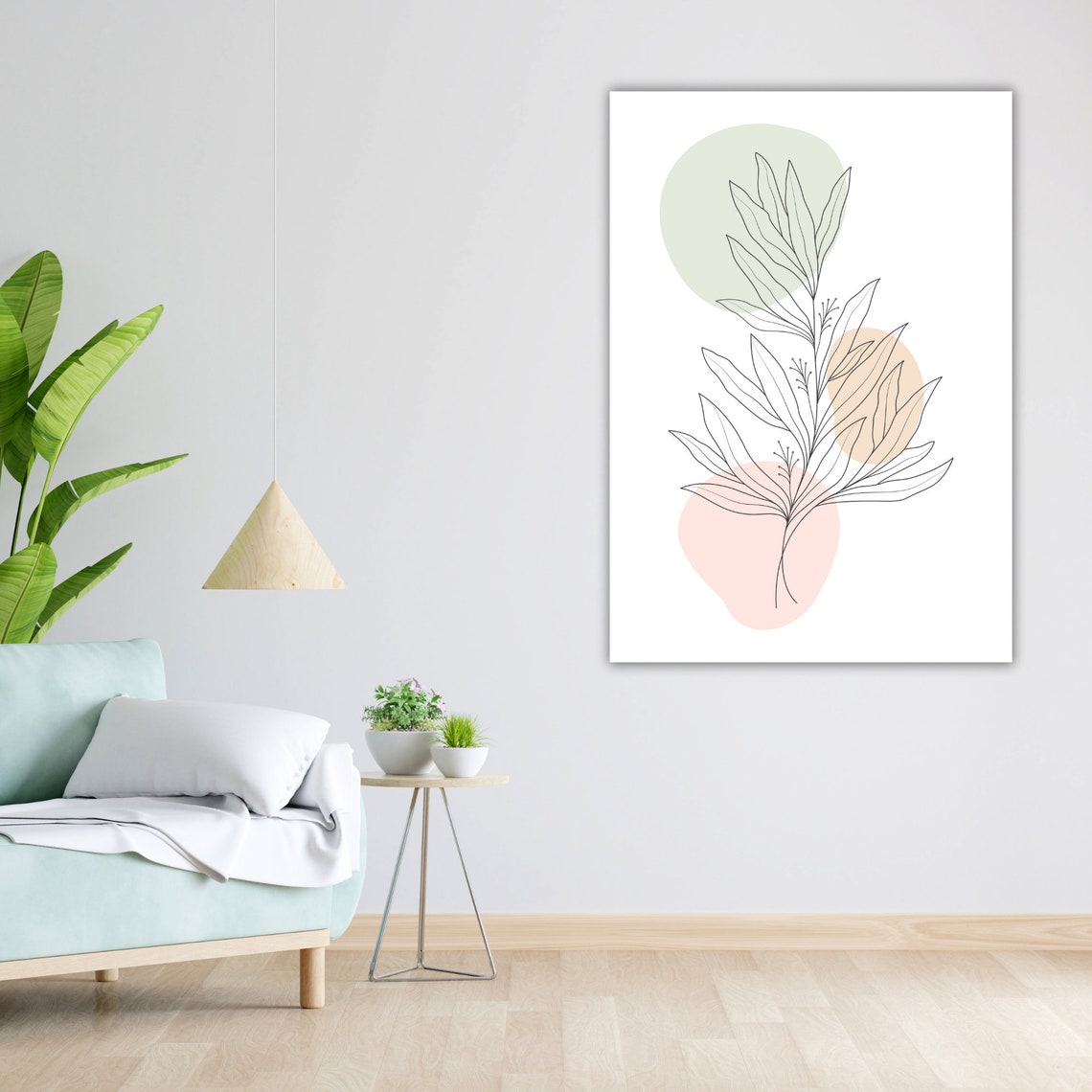 Leafy Branch Line Art Minimalist Botanical Pastel Decor Poster - Image 4