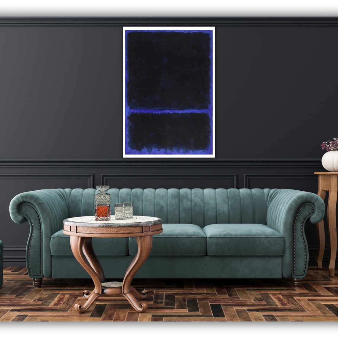 Rothko Style Dark Blue Black Moody Color Field Modern Art Wall Poster - Image 3