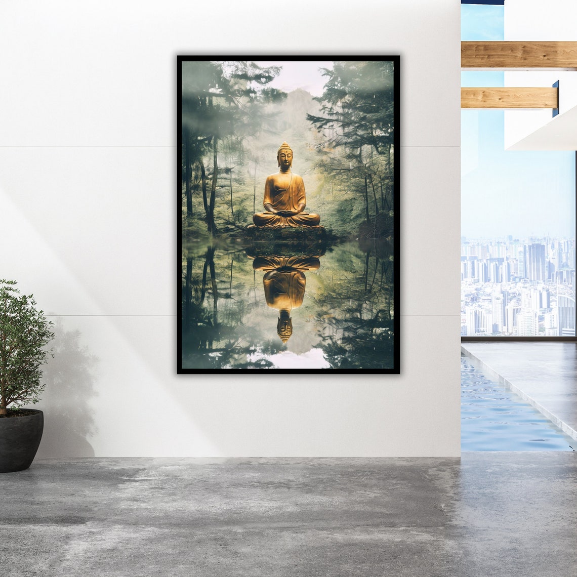 Nature Buddha Art Print Ready To Hang Framed Wall Decor Zen Art Spiritual Home Decor - Image 2