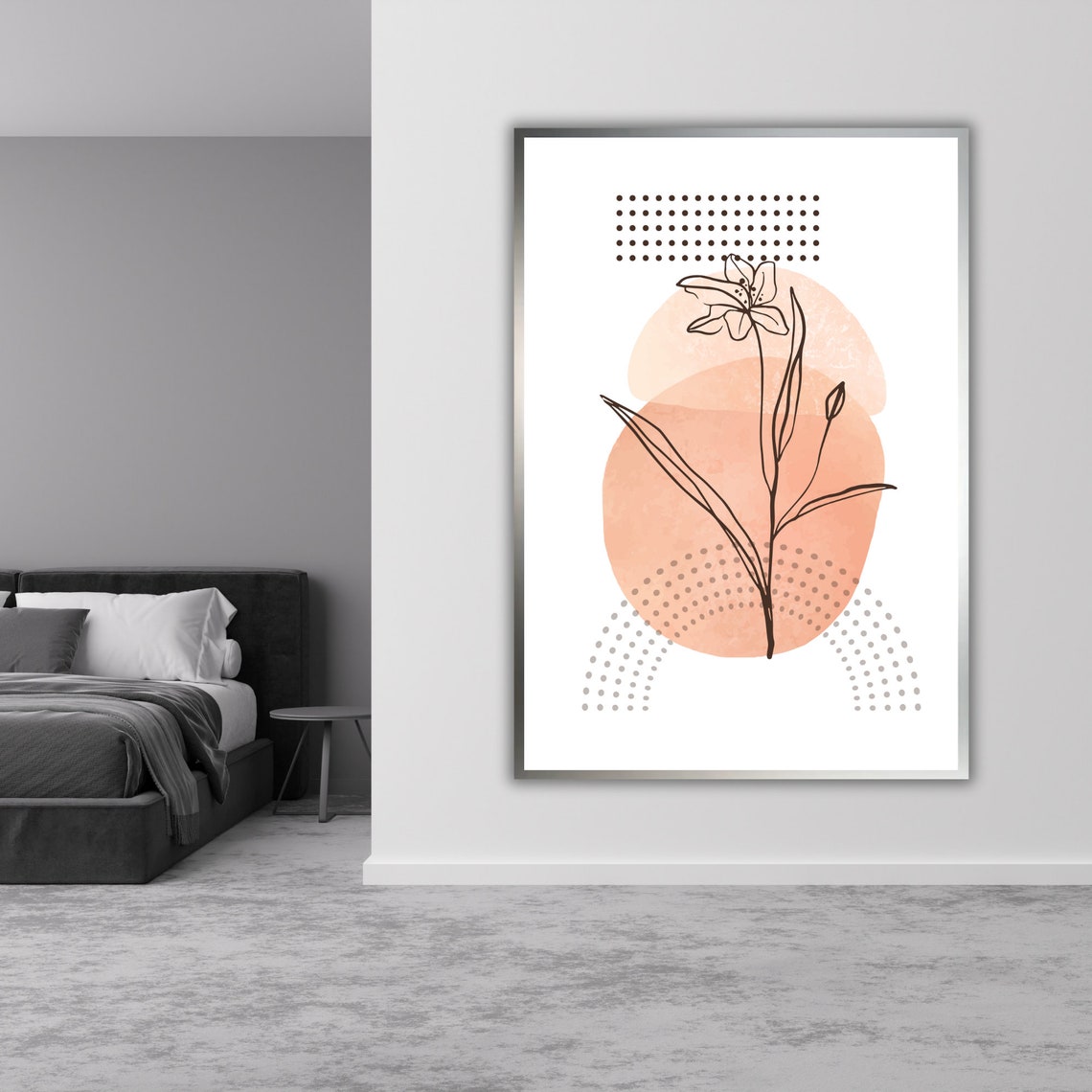 Minimalist Lily Line Art Terracotta Shapes Elegant Floral Poster - Image 5