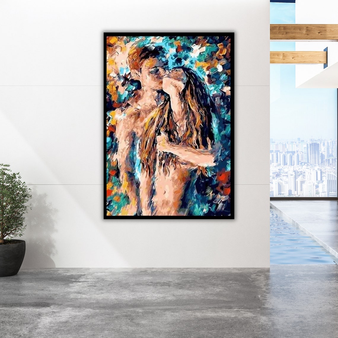 Nude Couple Watercolor Art Print Ready To Hang Framed Wall Decor Bedroom Art Erotic Artwork - Image 2