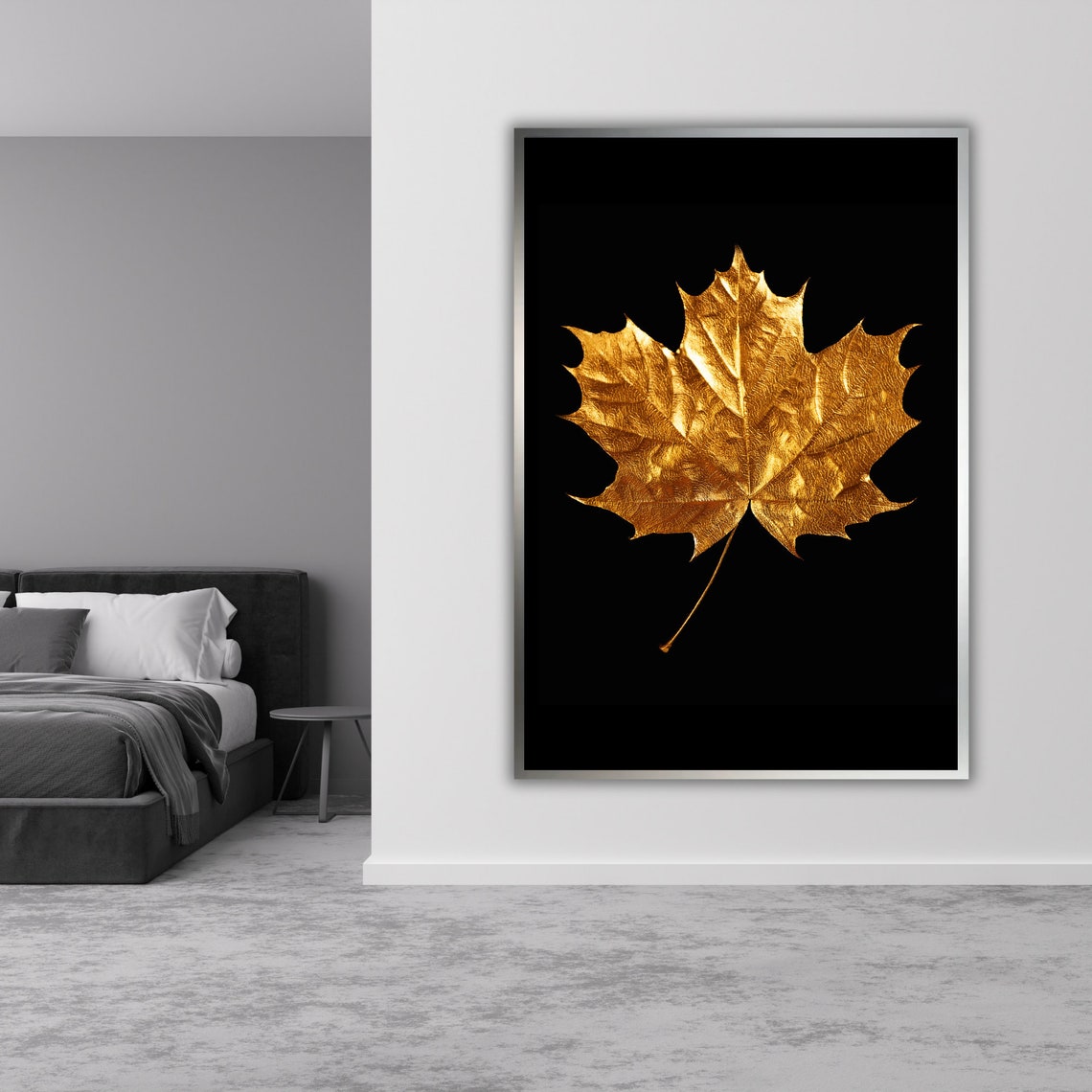 Gold Leaf Maple Leaf Black Background Luxury Metallic Art Wall Poster - Image 3