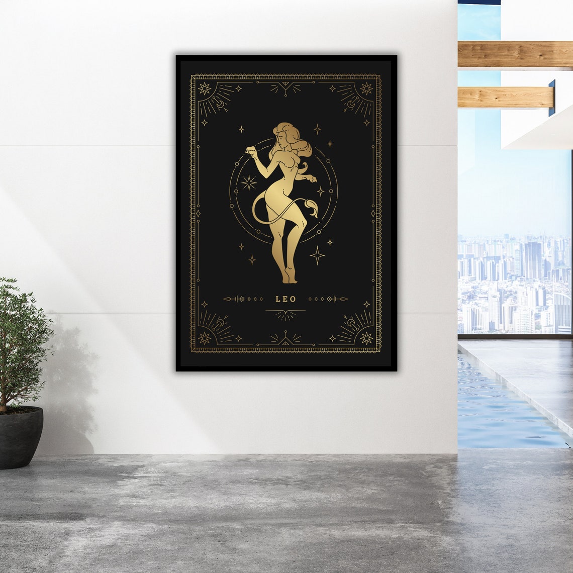 Leo Zodiac Sign Gold Celestial Astrology Star Sign Wall Art Poster - Image 5