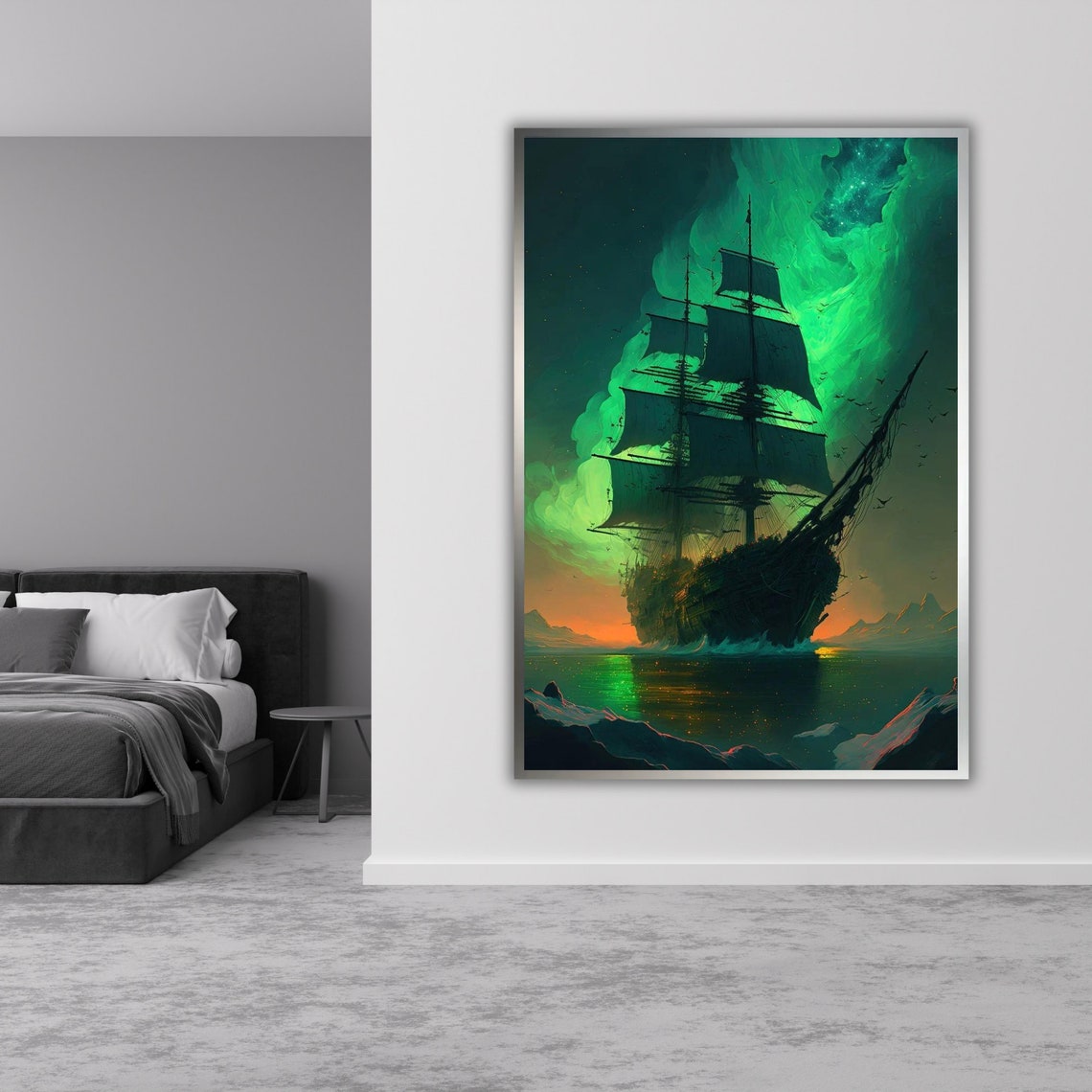 Tall Ship Northern Lights Aurora Arctic Night Voyage Ocean Poster - Image 4