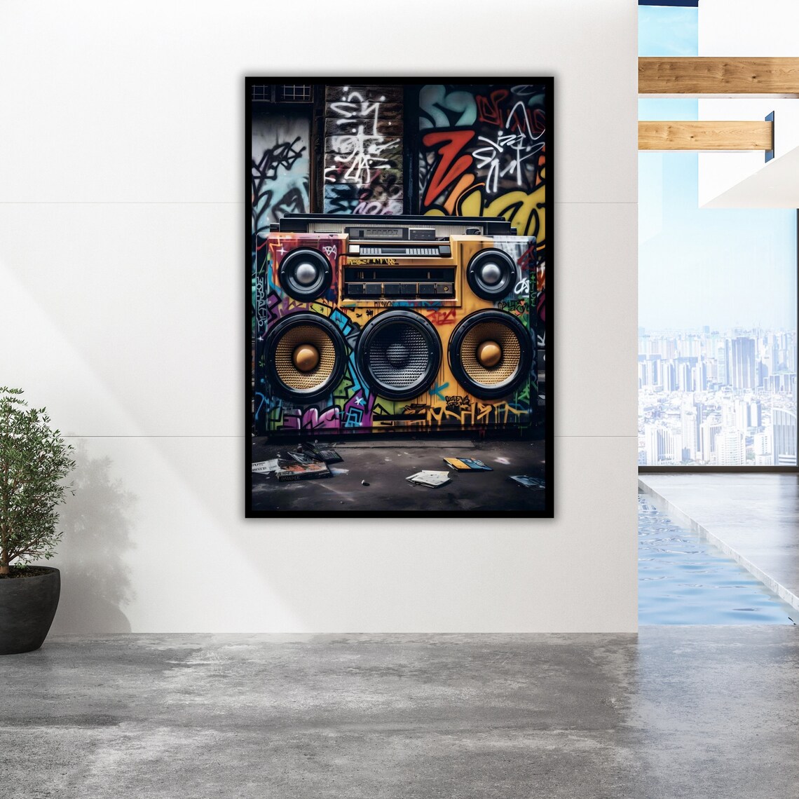 Graffiti Boombox Hip Hop Street Wall Urban Music Art Print Poster - Image 2