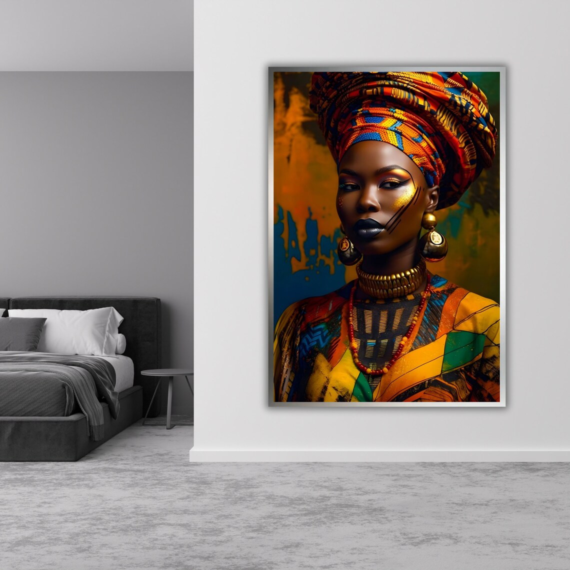 Ethnic Art Print African Woman Ready To Hang Framed Wall Decor Cultural Home Decor Wall Art - Image 4