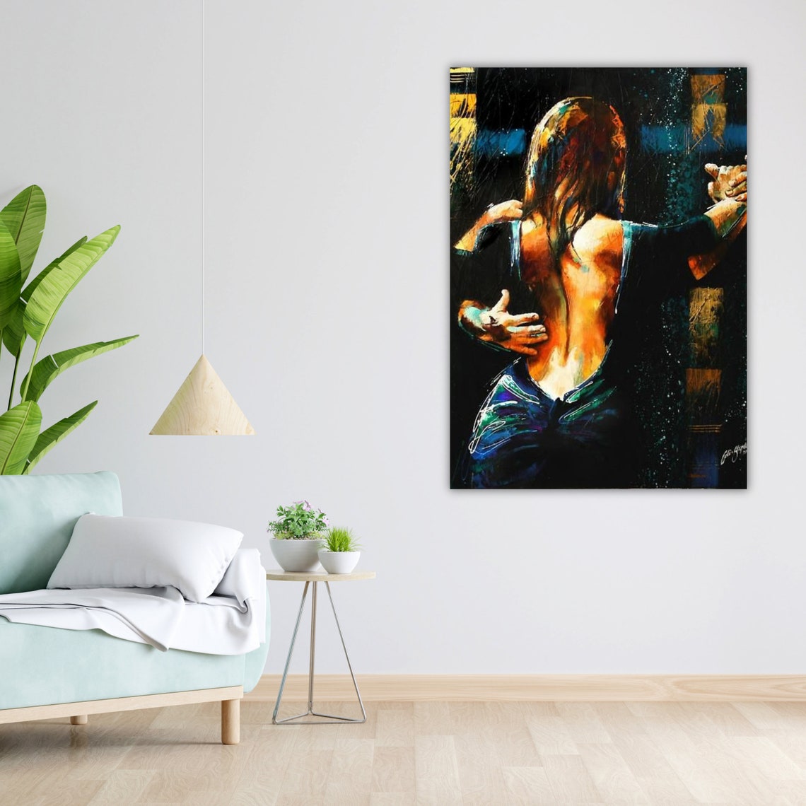 Oil Painting Romantic Dancing Couple Print Framed Wall Art Ready To Hang Home Decoration Gift Idea - Image 3