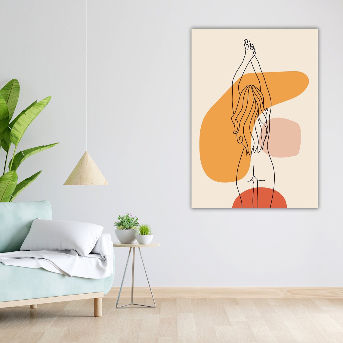Minimalist Line Art Nude Woman Abstract Terracotta Wall Art Print - Image 5