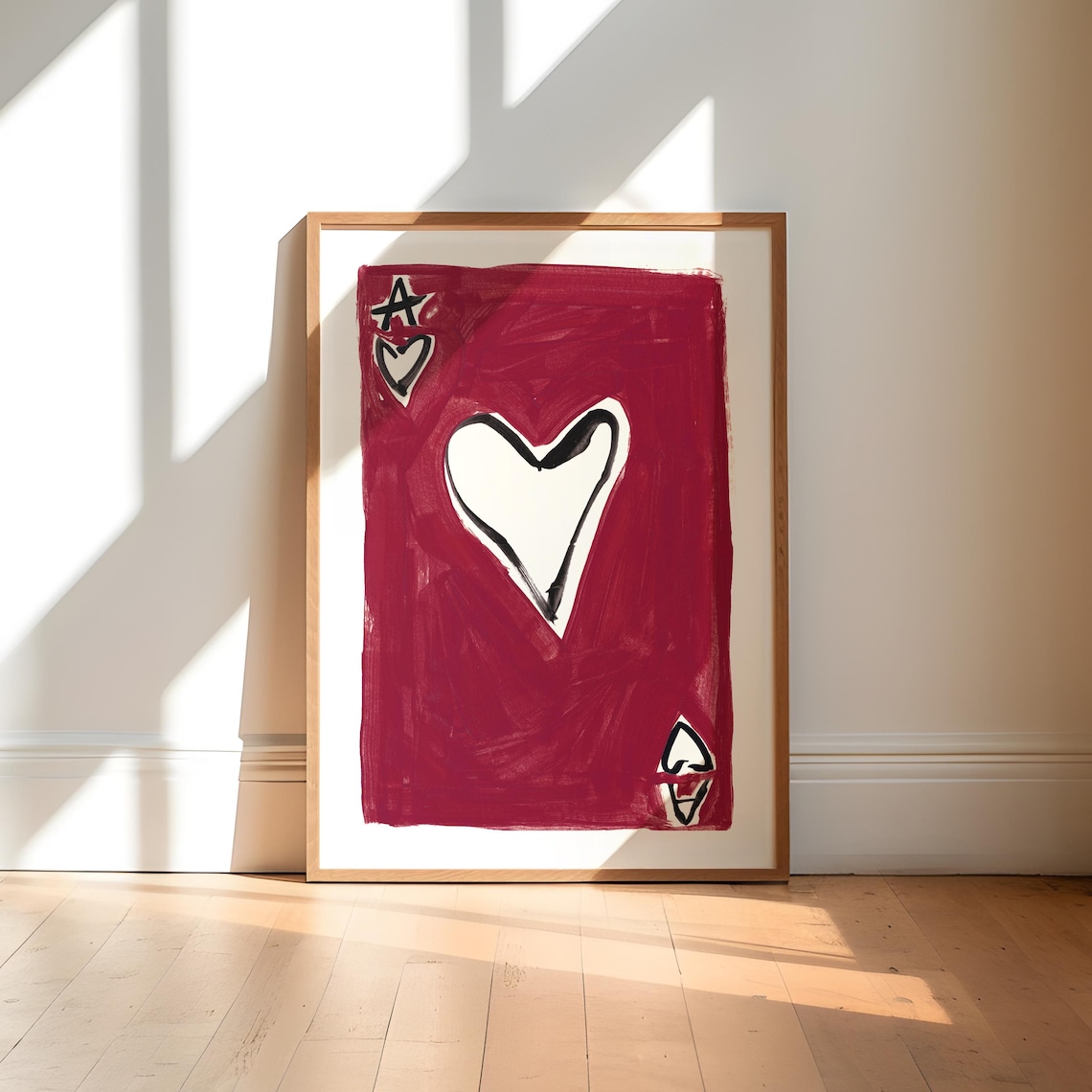 Ace Of Hearts Art Print, Hand-Painted Playing Card