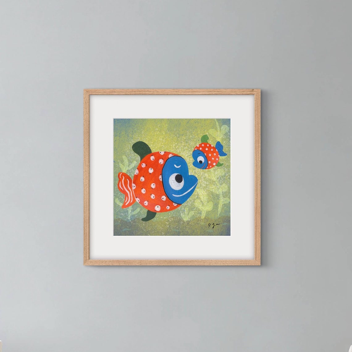 Mama Fish And Her Child Art Print