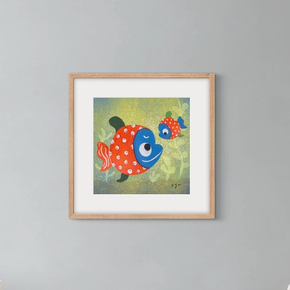 Mama Fish And Her Child Art Print