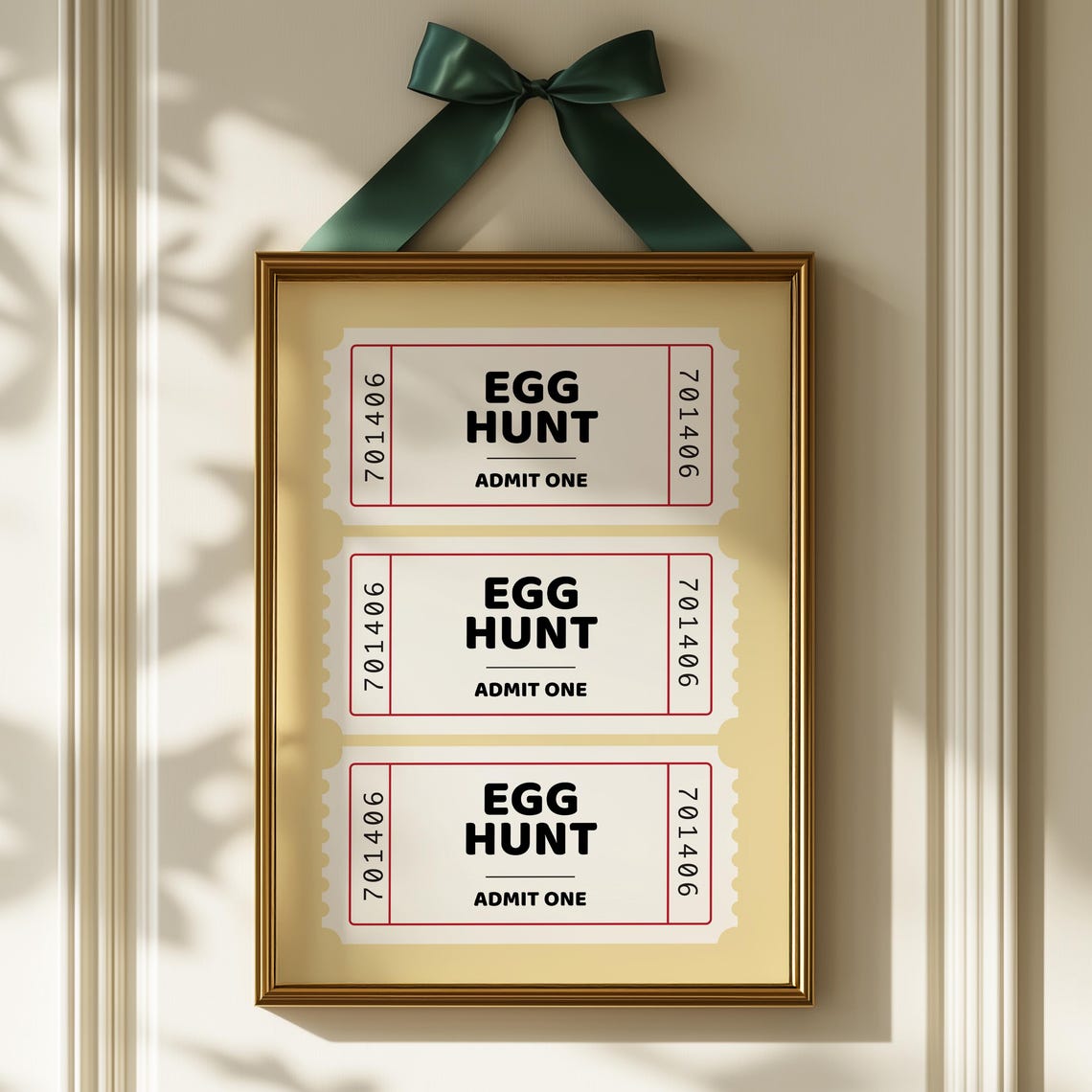 Egg Hunt Admit One Retro Ticket Stub Easter Spring Decor Wall Poster