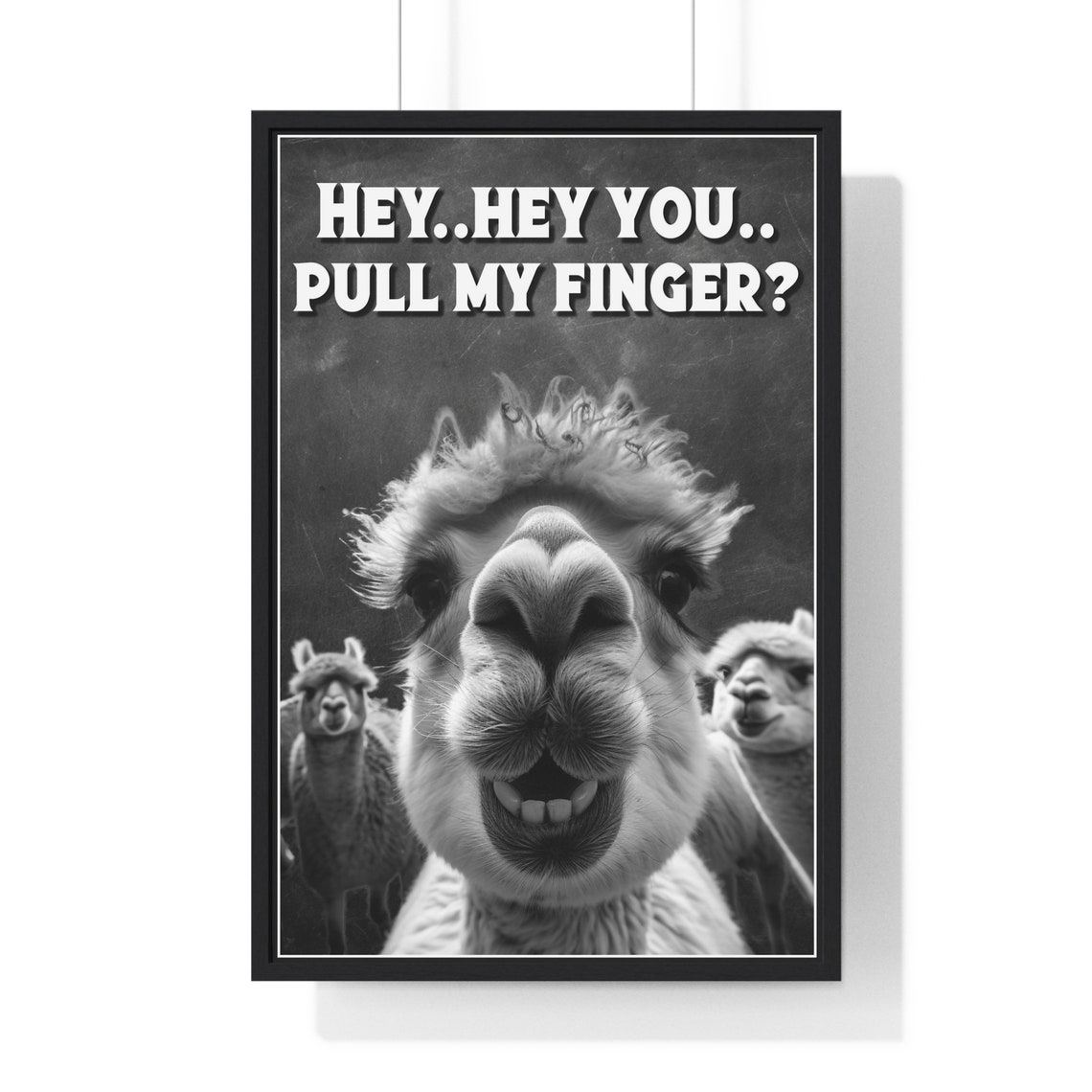 Funny Alpaca Bathroom Quote Hey Hey You Pull My Finger Gift Poster