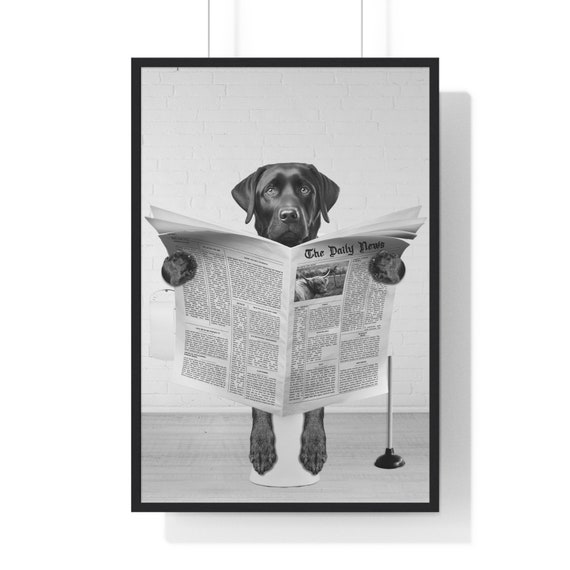 Chocolate Lab Wall Art Funny Bathroom Print Toilet Poster Bathroom Art Chocolate Lab Black And White Kids Bathroom
