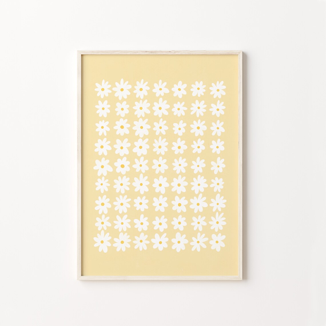 Daisies Botanical Art Print, Pastel Yellow Decor