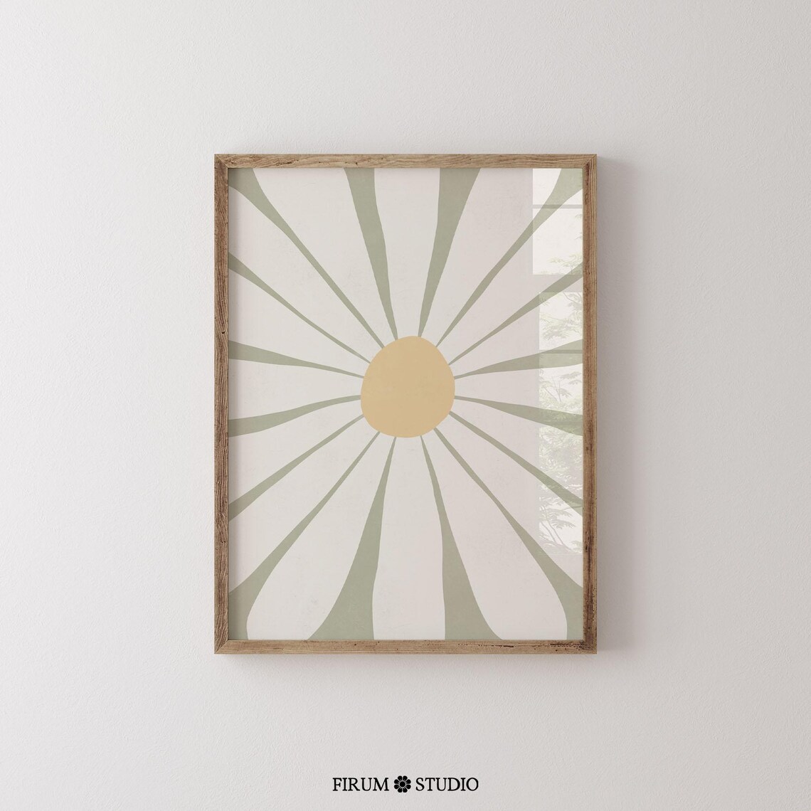 Sage Green Daisy Floral Illustration Art Print - Image 2