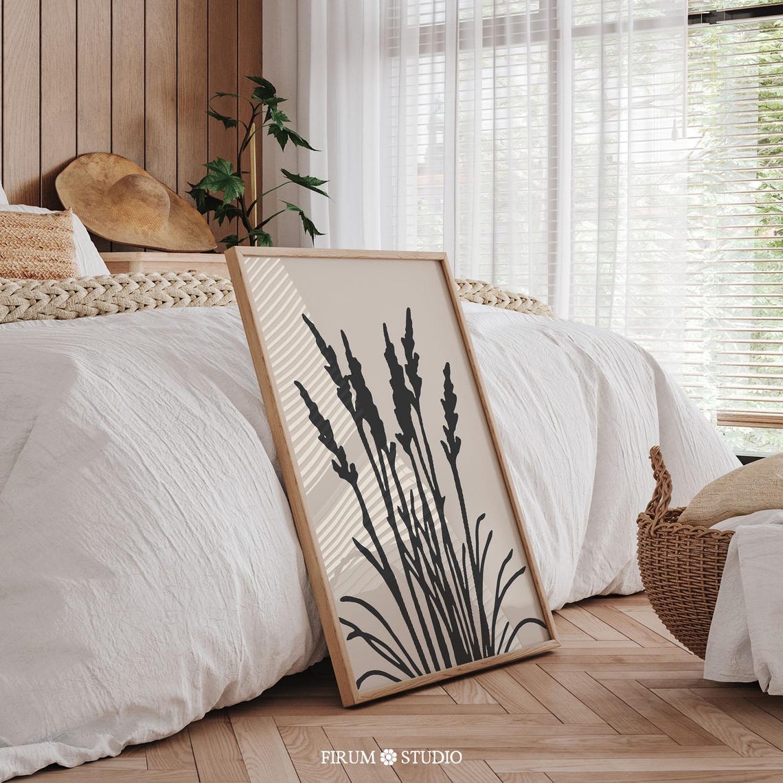 Black Wildflower and Lavender Silhouettes Minimal Grass Poster - Image 2