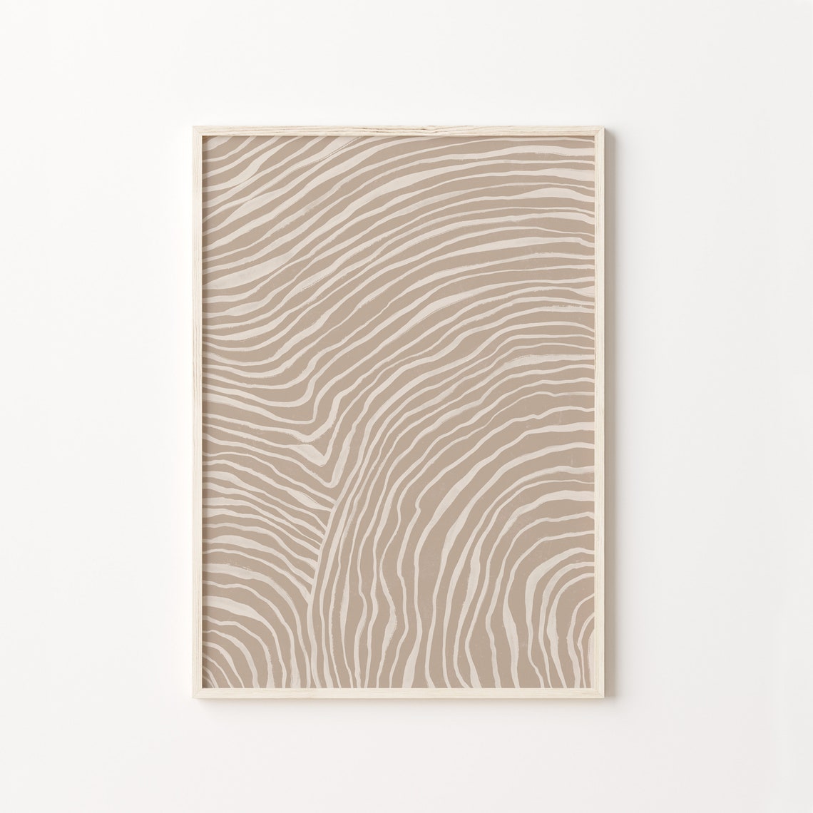 Taupe Zebra Stripe Organic Lines Neutral Minimalist Earth Art Poster