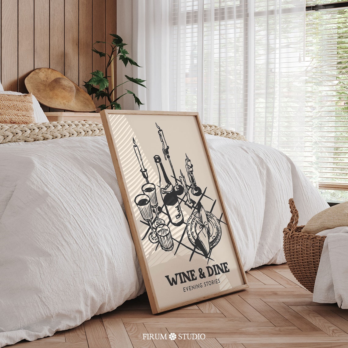 Wine and Dine Evening Stories Candlelit Table Sketch Kitchen Poster - Image 2