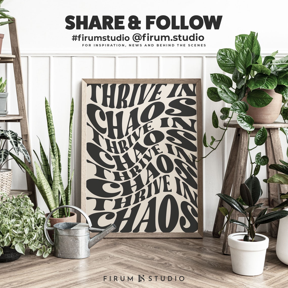 Thrive In Chaos Retro Wavy Typography Motivational Quote Poster - Image 2