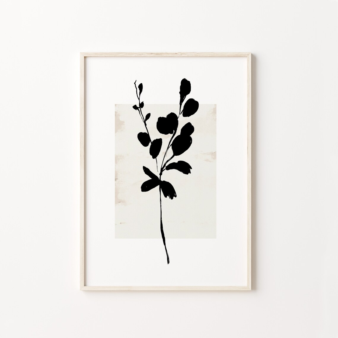 Abstract Botanical Beige Black Minimalist Poster, Art Print - Image 2