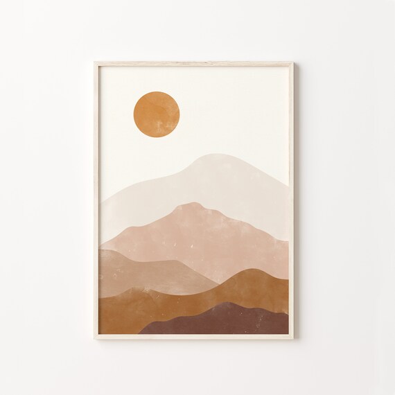 Landscape Wall Art Terracotta Prints Boho Art Earth Tones Wall Art Mountain Wall Art Living Room Decor Modern Room Decor