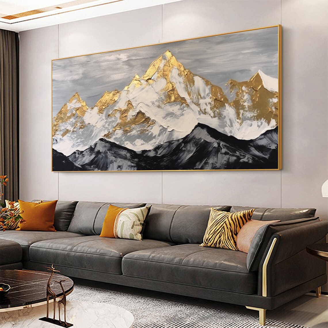 Golden Mountain Oil Painting Landscape Art Print - Image 5
