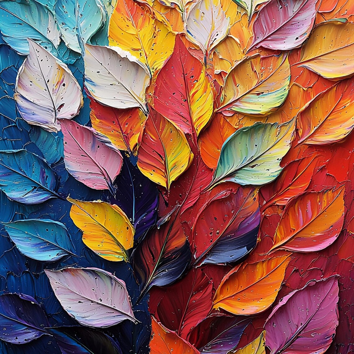 Abstract Leaves Oil Painting Modern Botanical Art - Image 8