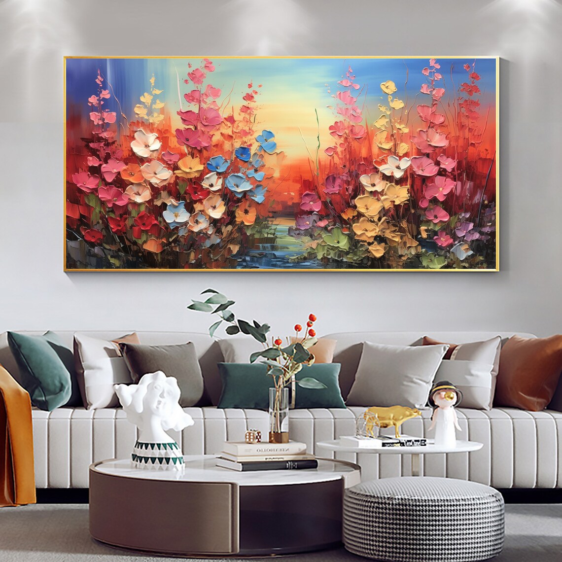 Abstract Flower Landscape, Custom Oil Painting Art Print - Image 3