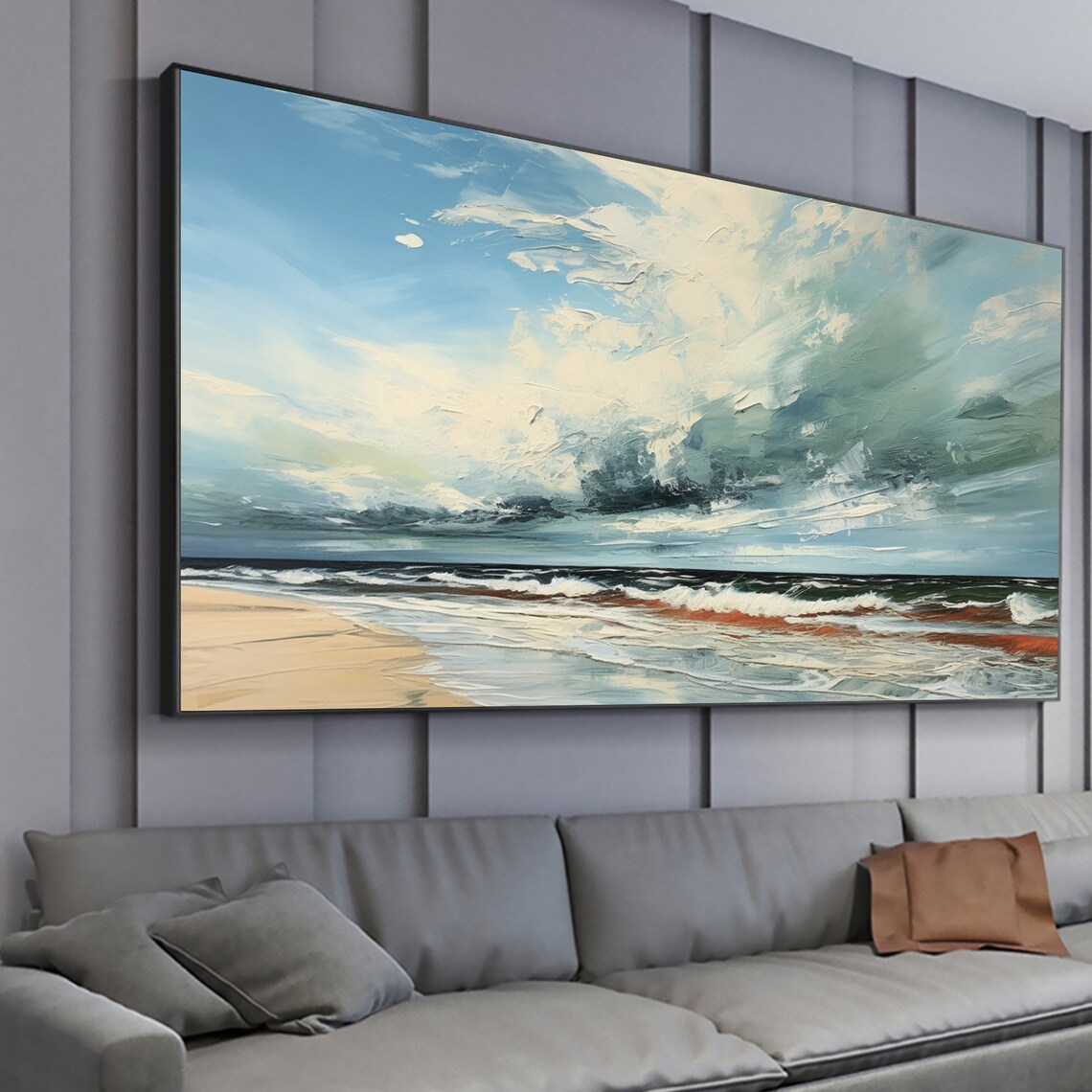 Abstract Blue Ocean Seascape Oil Painting Wall Art Print - Image 4