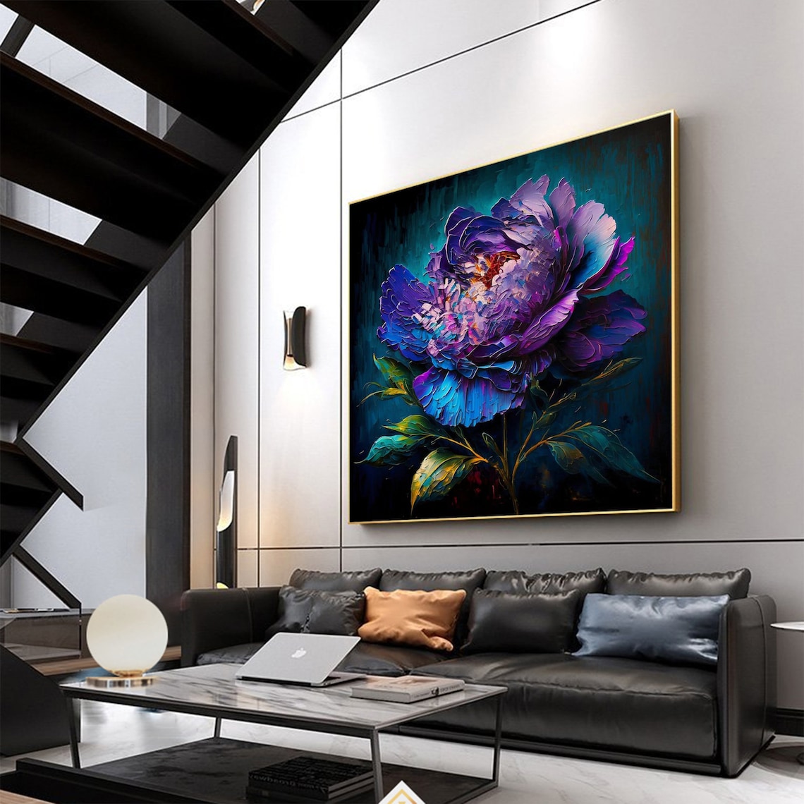 Abstract Purple Flower Oil Painting Art Print - Image 8