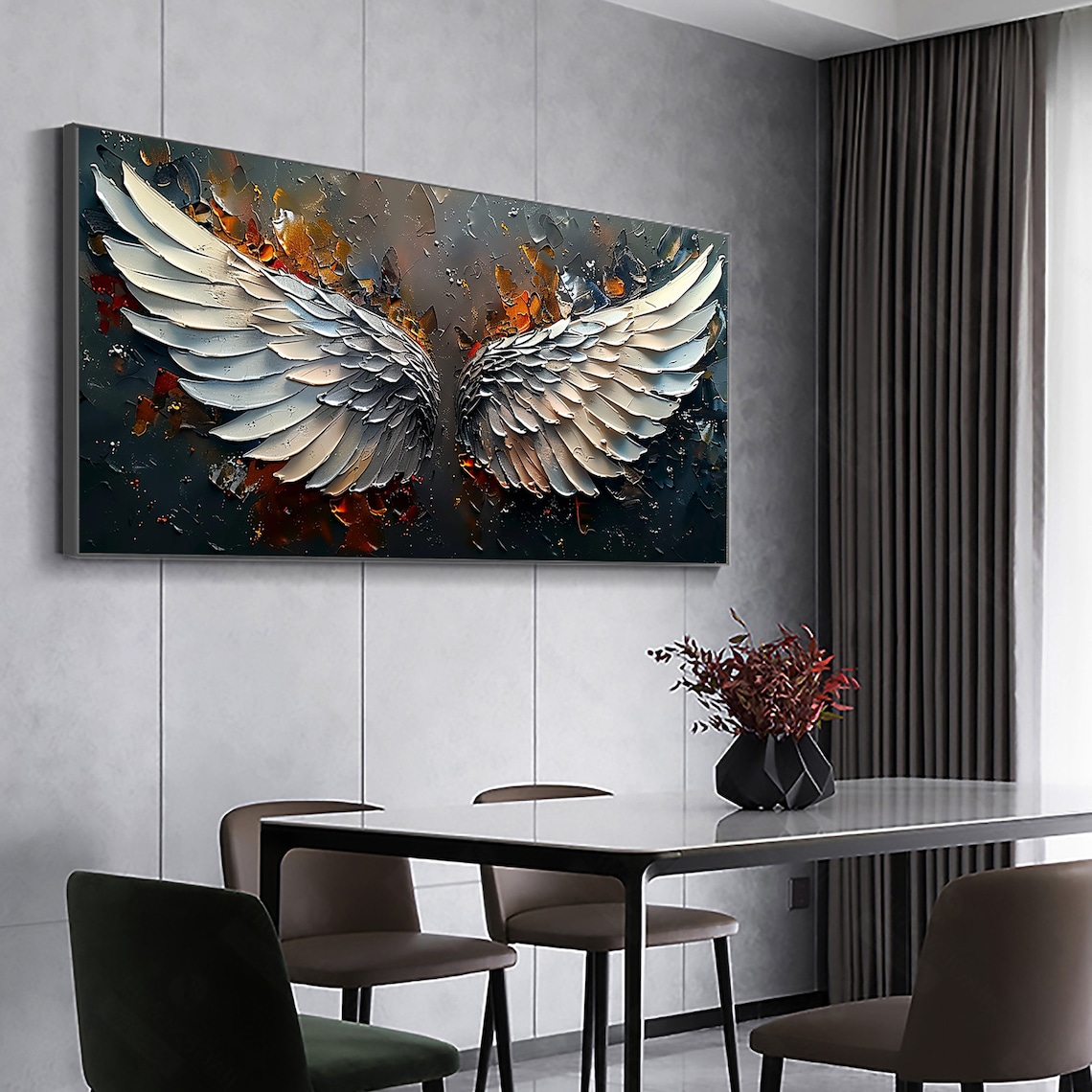Abstract Angel Wing Oil Painting, Boho Art Print - Image 8