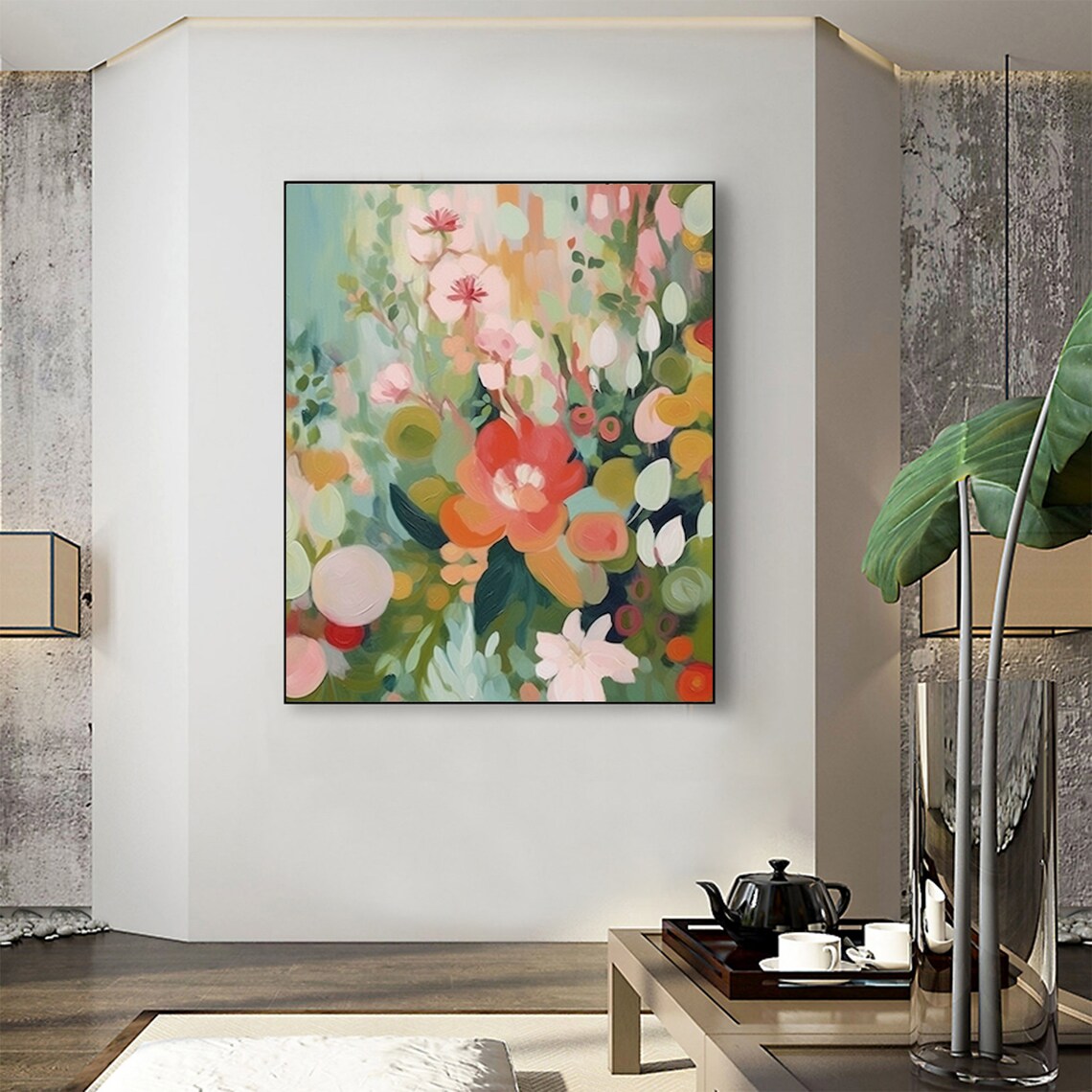 Abstract Green Flowers, Modern Floral Art Print - Image 6