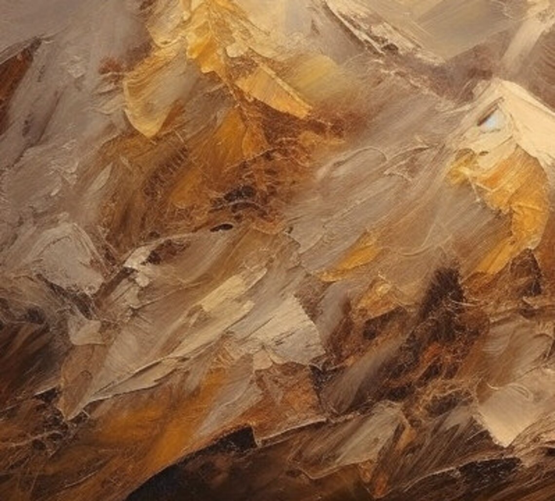 Abstract Golden Mountain Oil Painting Art Print - Image 6