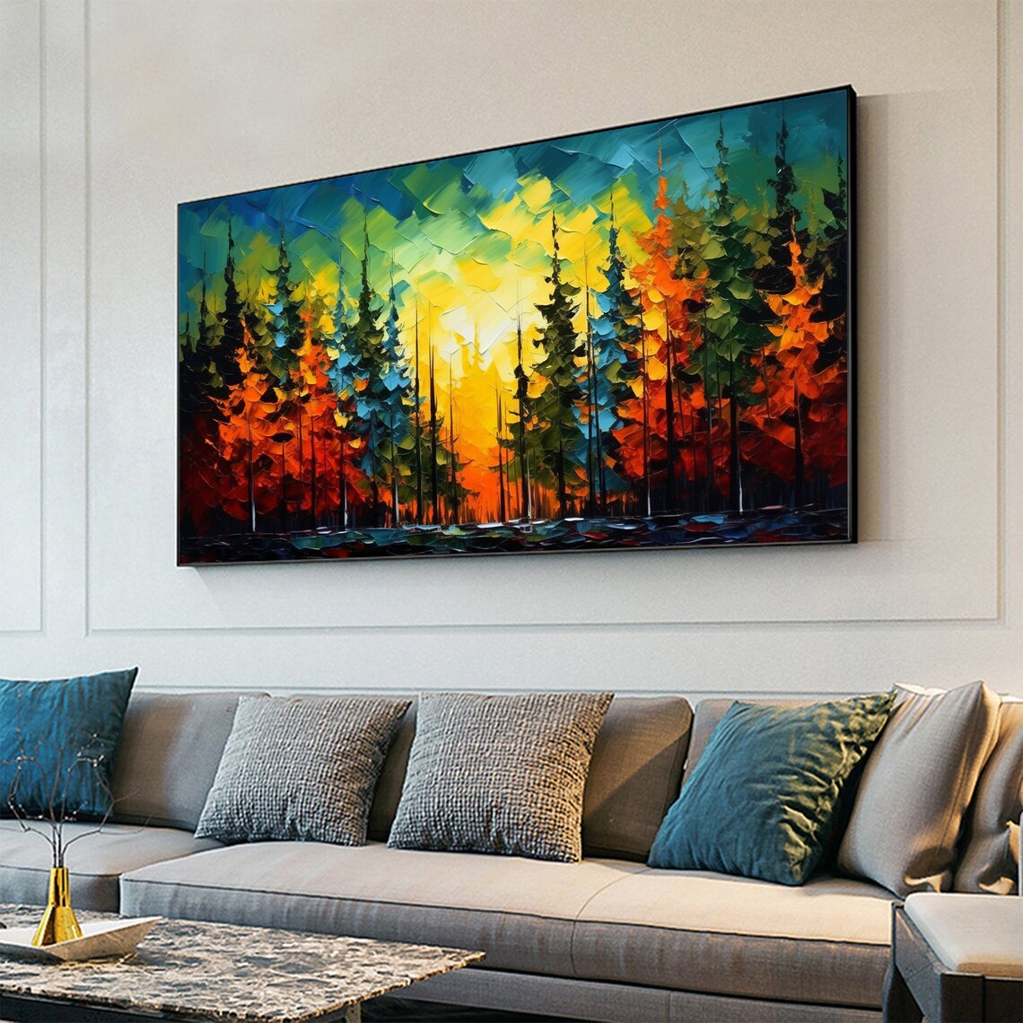Custom Forest Oil Painting, Colorful Tree Wall Art Print - Image 7