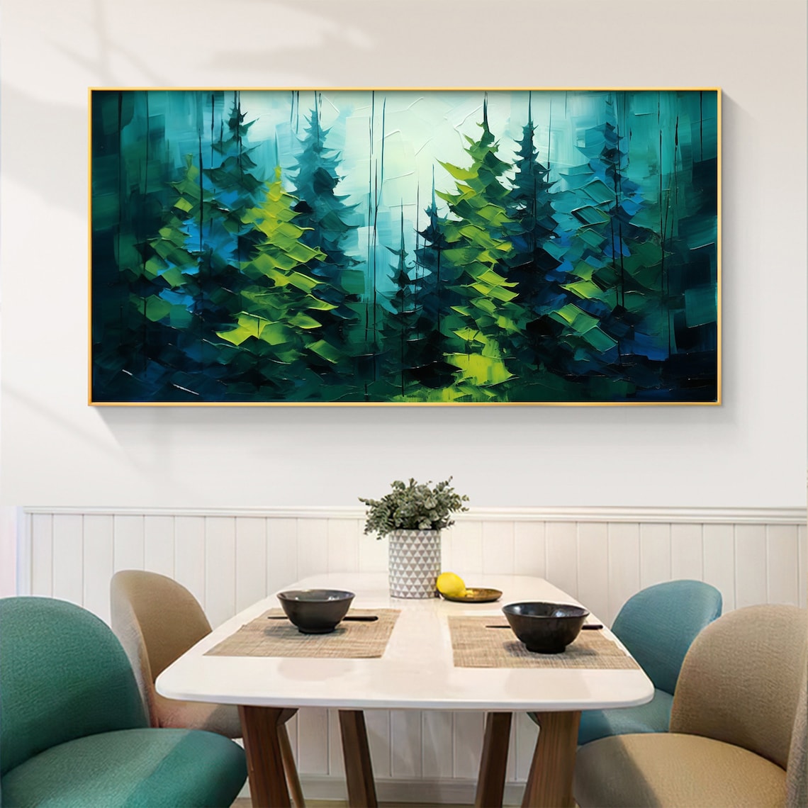 Custom Abstract Forest Oil Painting, Minimalist Art Print - Image 3