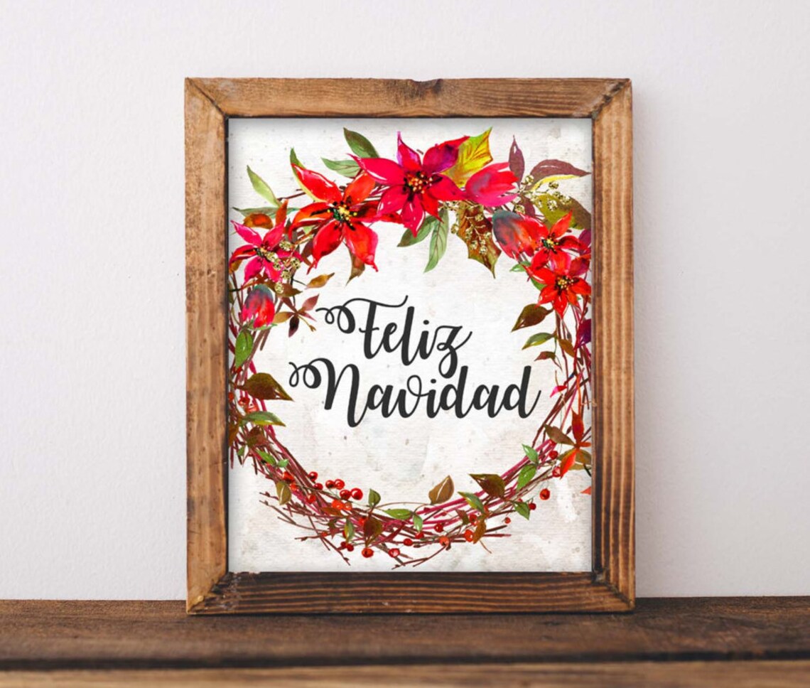 Feliz Navidad Merry Christmas Watercolor Art Print